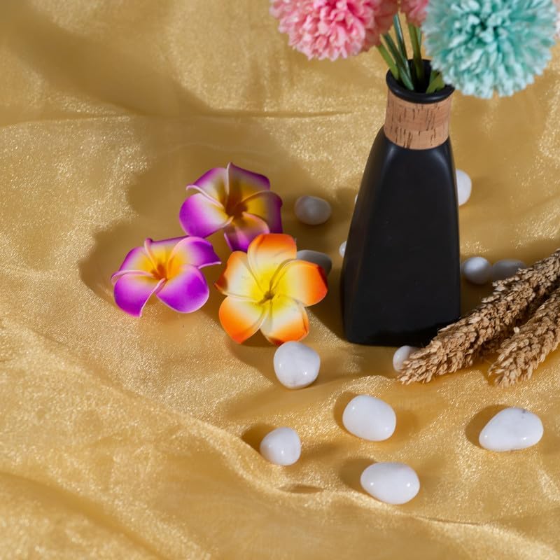 Fynite Champagne Gold Organza Fabric by The Yard | 20 Yard Long | 44" Wide | Bridal Soft Sheer Organza Tulle for DIY Wedding Dress Fashion Craft Decorations