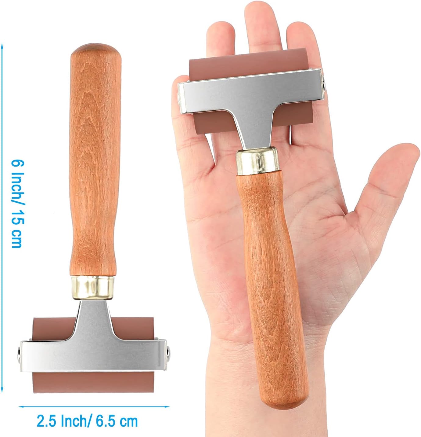 Soft Rubber Roller, Brayer Ideal for Anti Skid Tape Construction Tools, Print, Ink and Stamping Tools(2.5-Inch, Brown)