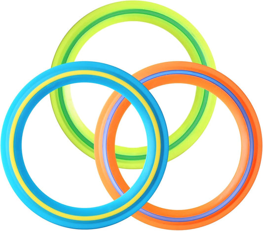 Flying Disc for Kids Adults 11 inch Flying Ring, 3 Pack Beach Backyard Sports Play Soft Discs，Best Sport Outdoor Tossing Toy Gift for 4+ Year Old Boys Girls Family 3PCS (Yellow，Orange & Turquoise)