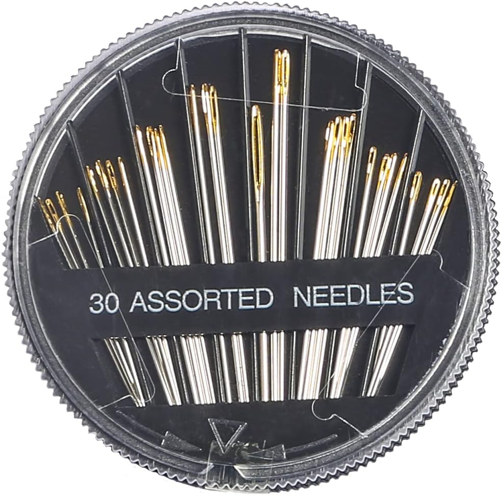Eketirry Premium Hand Sewing Needles, 2 Pack 30-Count Assorted Needles for Sewing Repair, 6 Different Sizes Sewing Needles with 2 Threaders (Black,2)