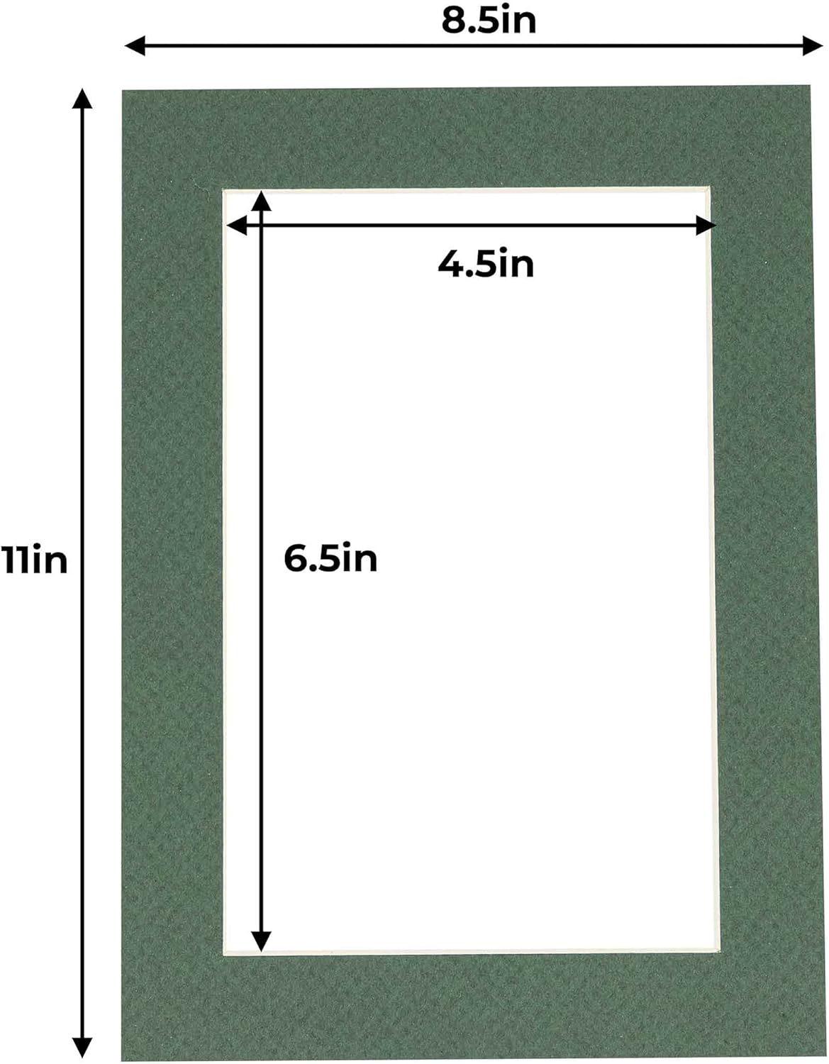 5x7 Mat for 8.5x11 Frame - Precut Mat Board Acid-Free Hunter Green 5x7 Photo Matte For a 8.5x11 Picture Frame, Premium Matboard for Family Photos, Show Kits, Art, Picture Framing, Pack of 10 Mats