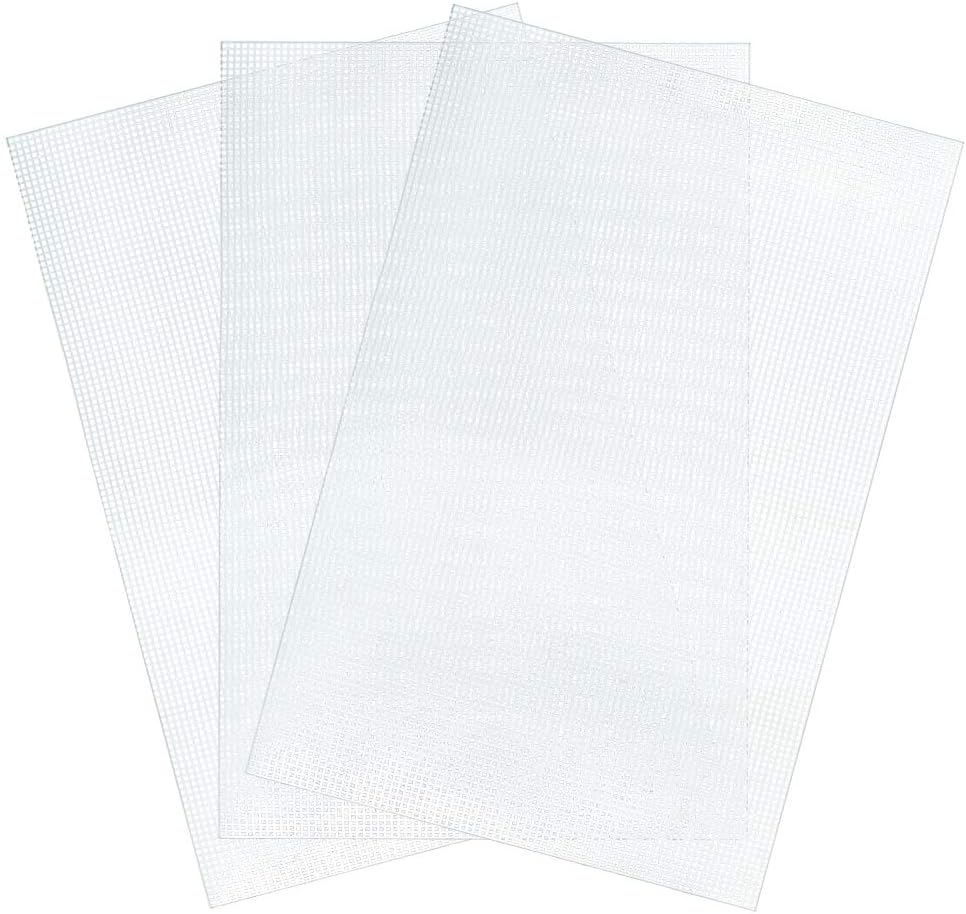 Pllieay 3 Pieces Big Size Mesh Plastic Canvas Sheets for Embroidery, Acrylic Yarn Crafting, Knit and Crochet Projects, 6 Count(19.6 X 13 inch)