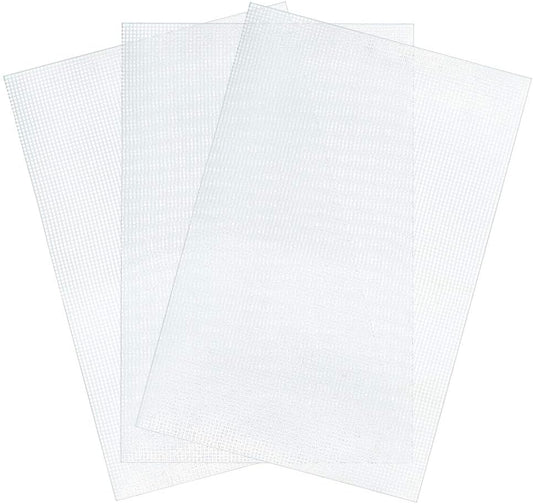 Pllieay 3 Pieces Big Size Mesh Plastic Canvas Sheets for Embroidery, Acrylic Yarn Crafting, Knit and Crochet Projects, 6 Count(19.6 X 13 inch)