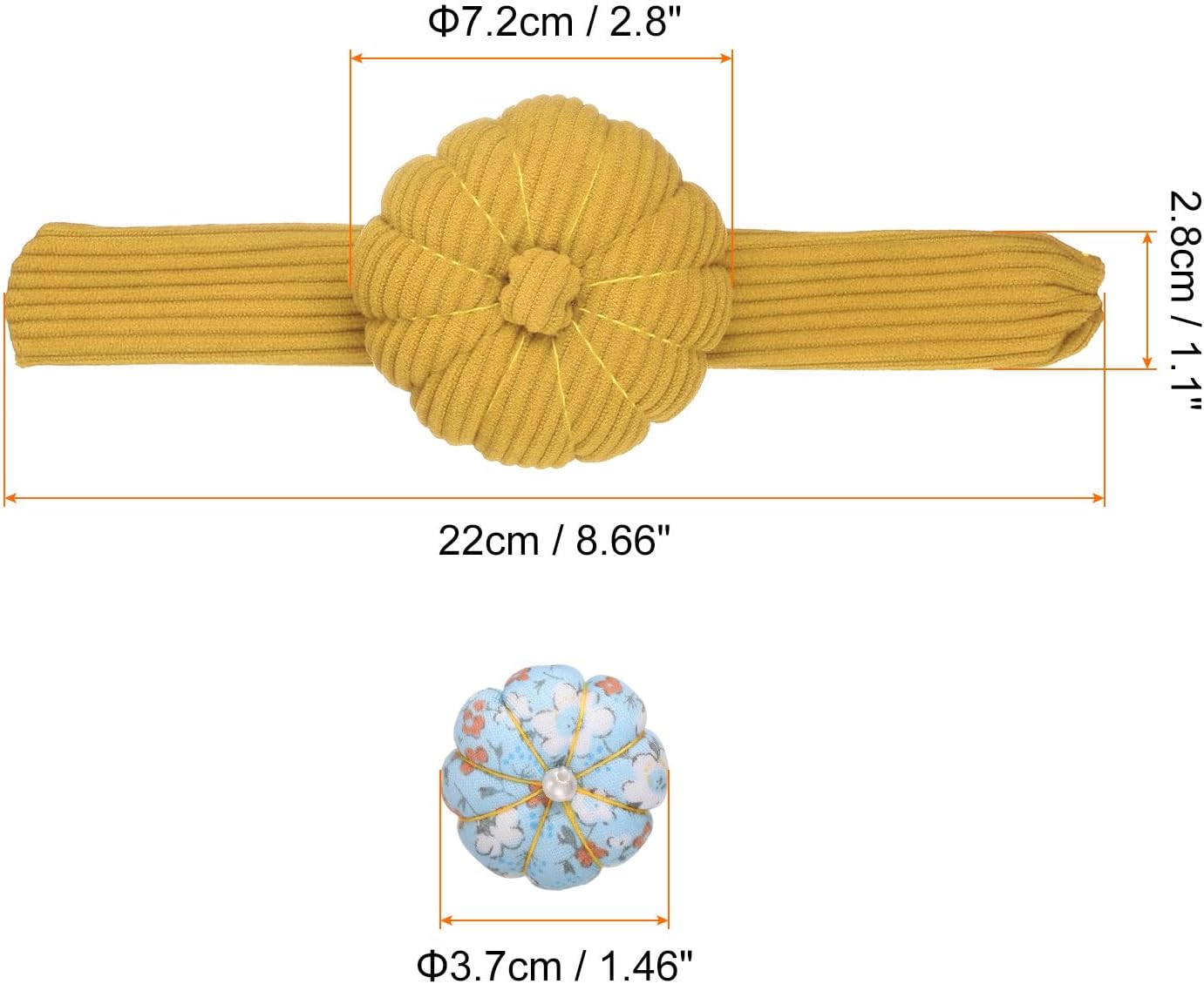 HARFINGTON Wrist Pin Cushions, Sewing Needle Pin Cushion Adjustable Strap with Elastic Strap Finger Ring Pincushions Fit All Wrist Sizes for Sewing Quilting Needlework DIY Crafts, Yellow/Blue