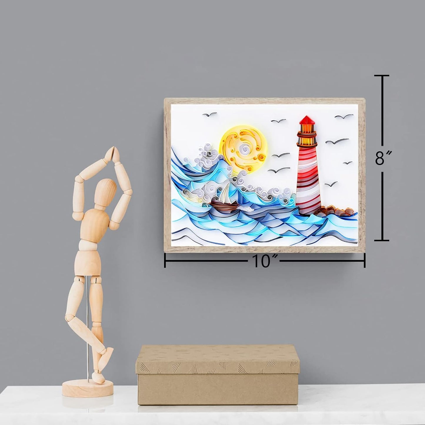 Uniquilling Quilling Kits Paper Quilling Kit for Adults Beginner, 8 * 10 in Paper Filigree Painting Kits, DIY Kits for Adults with Quilling Tools, Modern Wall Art for Living Room