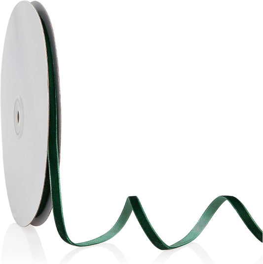 1/4" X 20 Yards Forest Green Velvet Ribbon for Christmas Tree Wreath Decoration Handmade Crafts Ornaments Gift Wrapping & Bow Making