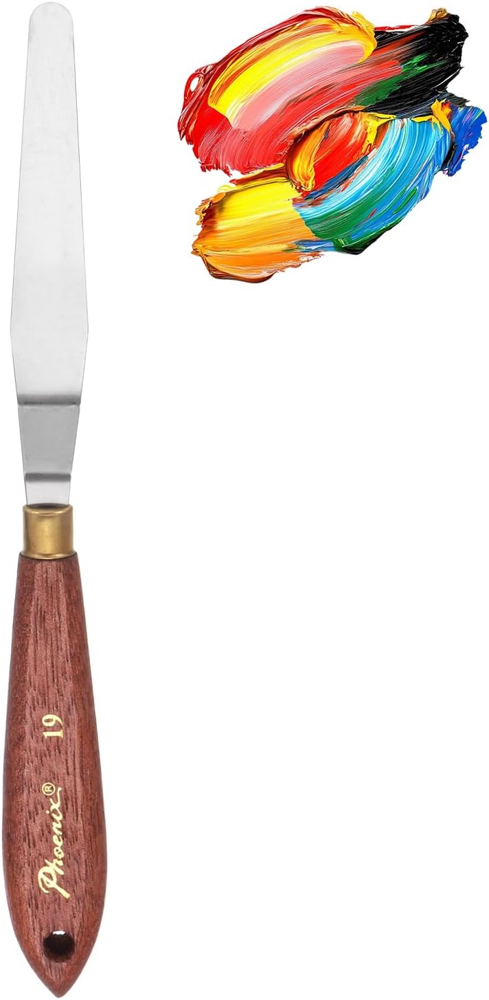 MECCANIXITY Pack of 1 Palette Knife No.19, 8.1" Long Palette Knives with Stainless Steel Flexible Spatula Pallet Knife and Wood Handle for Scraping, Mixing, Oil Acrylic Painting Canvas