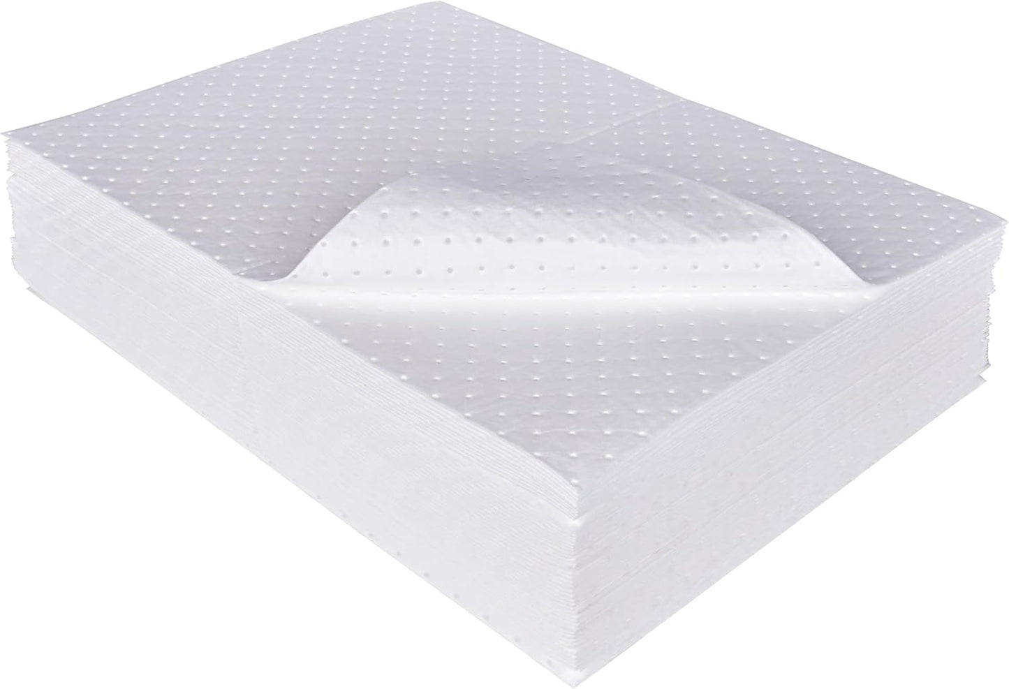 A A IN Oil-Only Absorbent Mat Pads, 100 Pack Oil Spill Pads, 20" x 15" White Absorbent Pads for Spill Control