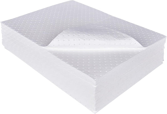 A A IN Oil-Only Absorbent Mat Pads, 100 Pack Oil Spill Pads, 20" x 15" White Absorbent Pads for Spill Control