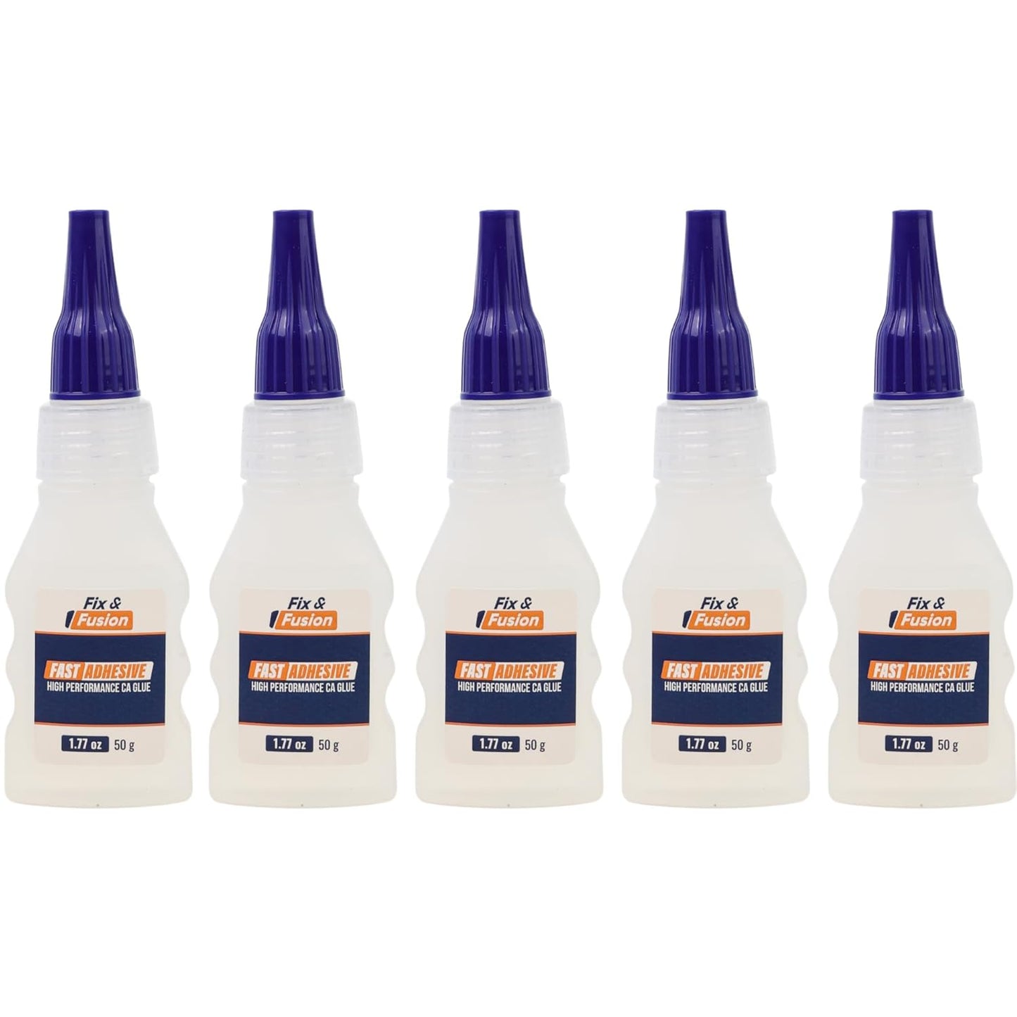 FIX & FUSION Ca Super Glue (1.77 Oz), Fast Adhesive/Cyanoacrylate Glue for Woodworking, Plastic, Rubber, Granite, DIY & Industrial, (5 Pack)