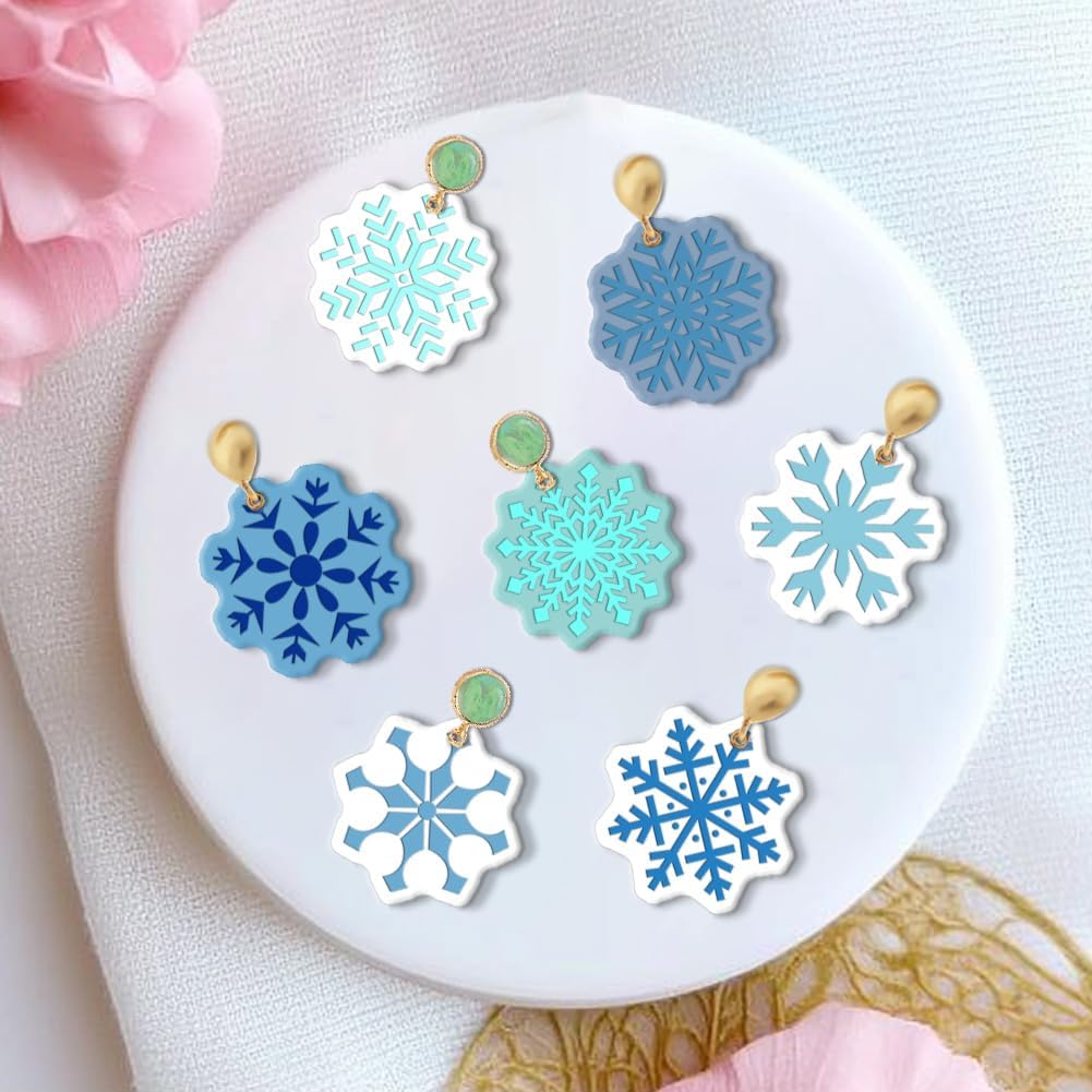 CHGCRAFT Polymer Clay Texture Sheets Winter Snowflakes Silicone Texture Stamp Christmas Clay Texture Mat Modeling Pattern Pad Texture Sheets for Polymer Clay Making Earrings Jewelry 5.5x5.5inch