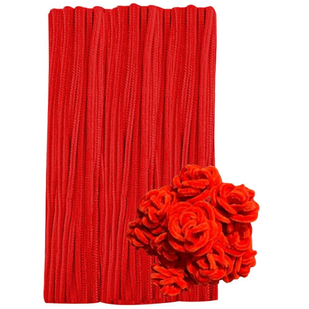 100 Pieces Pipe Cleaners Chenille Stem, Red Pipe Cleaners Set for Pipe Cleaners Christmas DIY Arts Crafts Decorations, Chenille Stems Pipe Cleaners (Red)