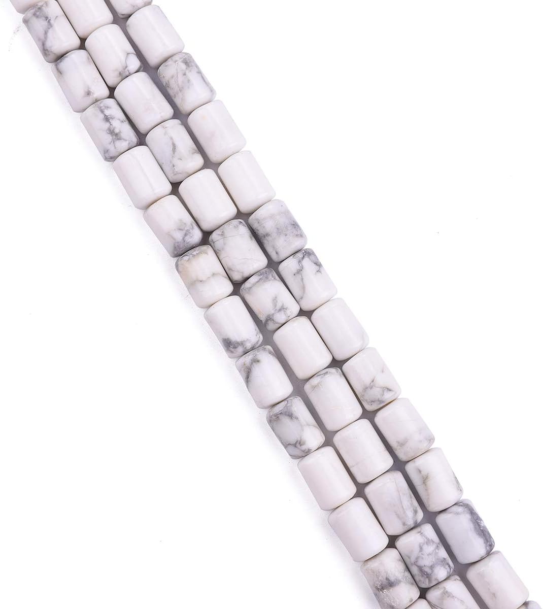Natural White Howlite Cylinder Stone Loose Semi Gemstone Beads for Jewelry Making 10mmx14mm 38cm
