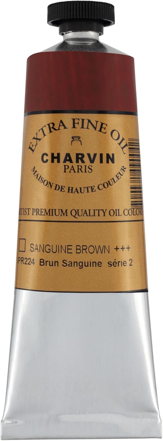 Charvin Extra Fine Oil Paint, Sanguine Brown 60 ml - Triple-Milled, Rich Texture, Poppy Oil-Based, Light-Fast, Handmade, Archival Quality