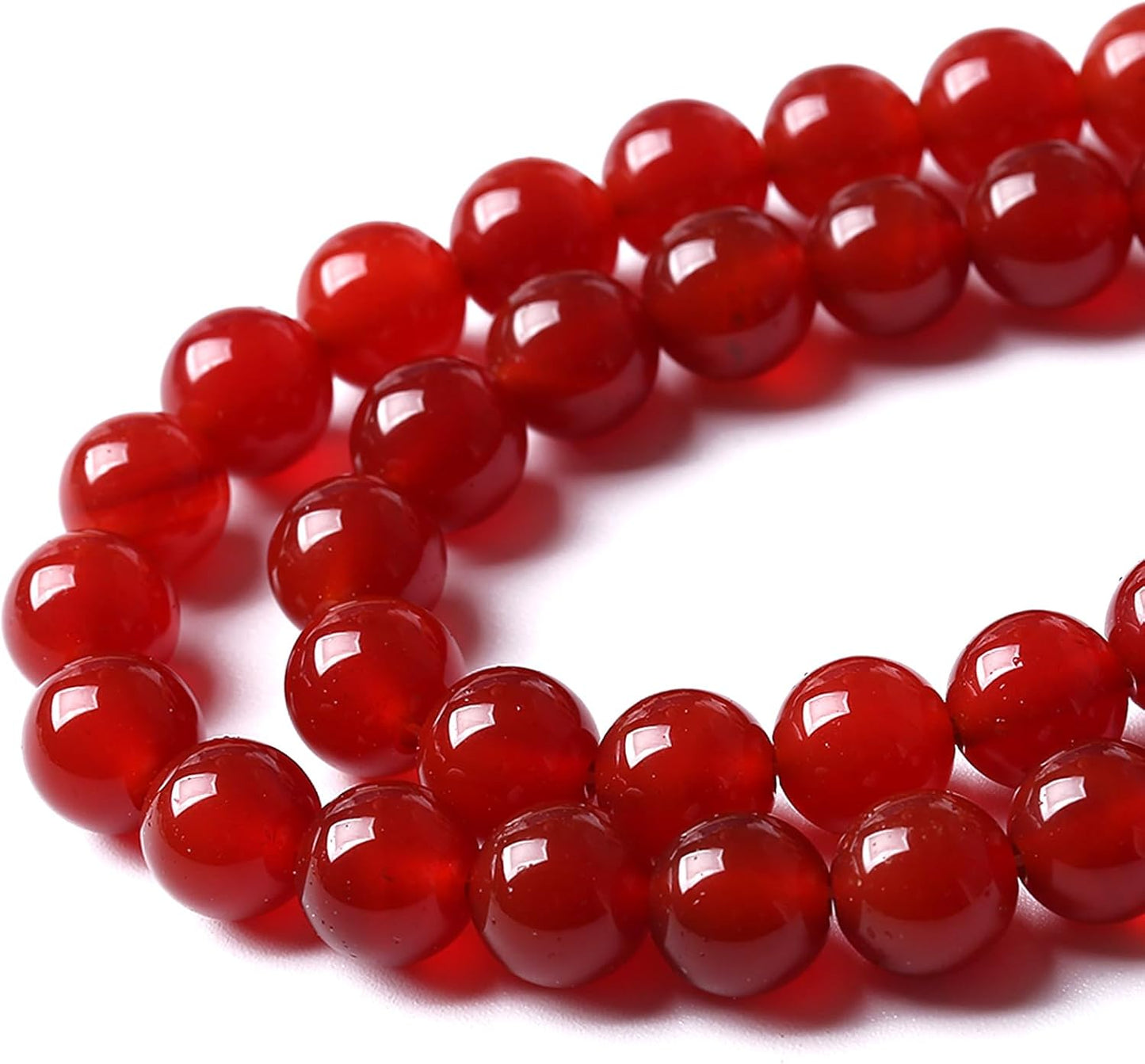 8MM 90pcs Semi-Precious Red Agate Beads Natural Stone Round Loose Beads for Jewelry Making DIY Bracelet Necklace 2 Strands 32"