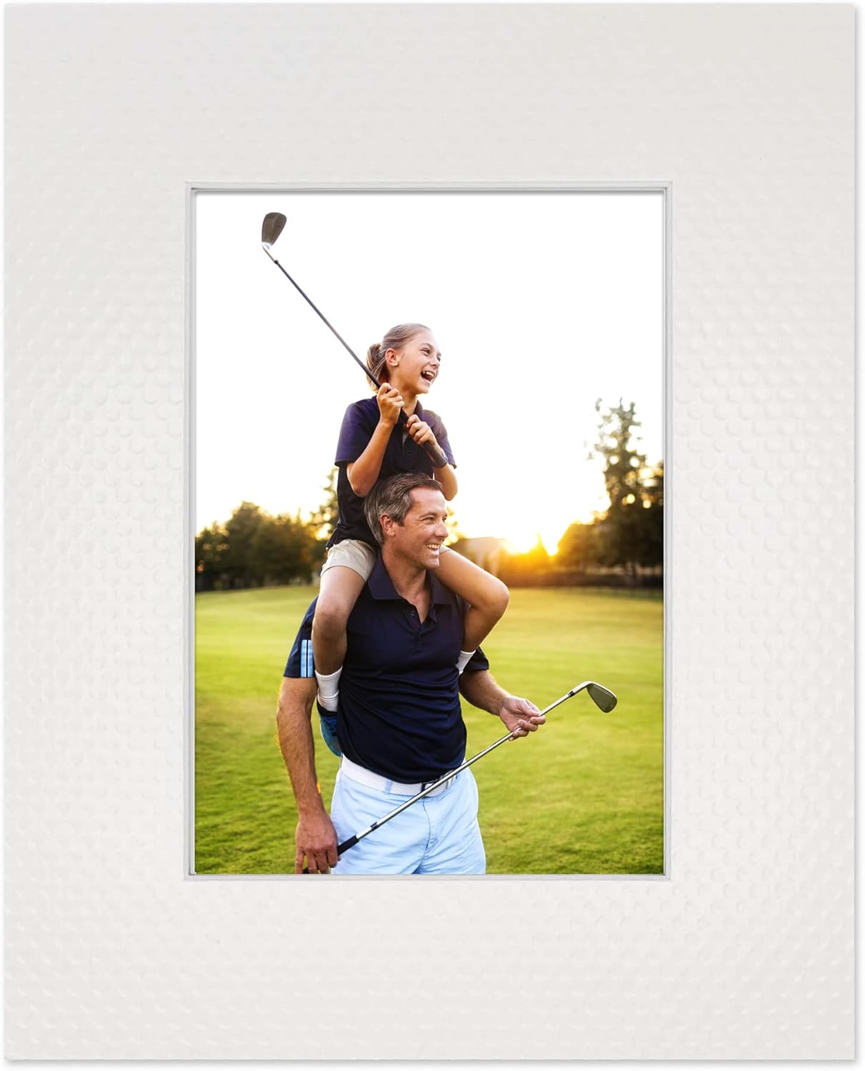 11x14 Mat Bevel Cut for 8.5x11 Photos - Acid Free Golf Ball Texture Precut Matboard With Backing Board and Crystal Clear, Self Seal Mat Bag - For Pictures, Framing - 4-ply Thickness