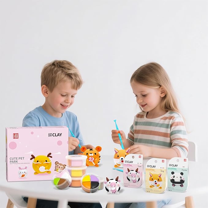Air Dry Clay for Kids - Modeling Clay Kits, Ultra Light & Soft, Safe & Non-Toxic, 12 Boxes DIY Model Magic Clay with Sculpting Tools & Tutorials, Individual Packs, Creative Art Crafts Toys Gifts