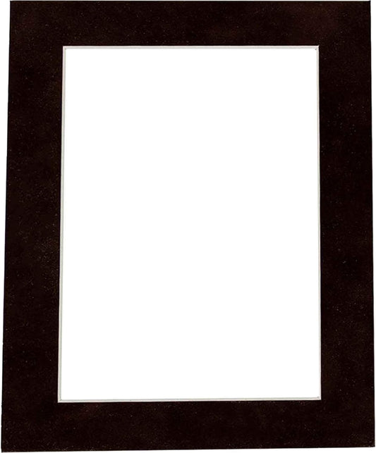 Poster Palooza 8x10 Mat Bevel Cut for 6x8 Photos - Acid Free Black Suede Precut Matboard - for Pictures, Photos, Framing - 4-ply Thickness