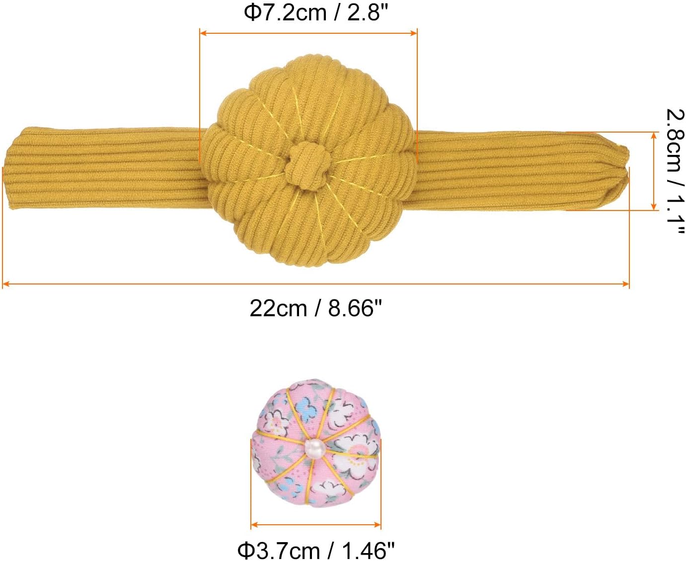 HARFINGTON Wrist Pin Cushions, Sewing Needle Pin Cushion Adjustable Strap with Elastic Strap Finger Ring Pincushions Fit All Wrist Sizes for Sewing Quilting Needlework DIY Crafts, Yellow/Pink