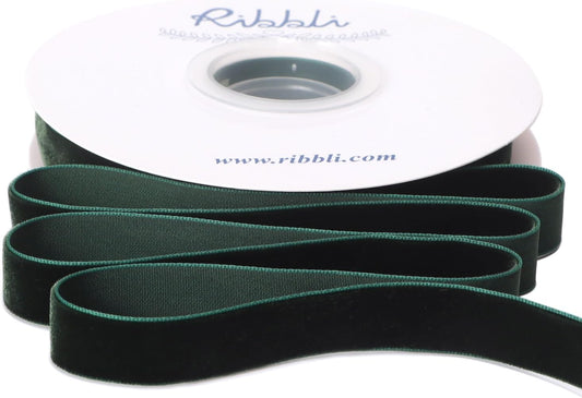 Ribbli Dark Green Velvet Ribbon 5/8 Inches Continuous10 Yard Spool Red Christmas Ribbon for Gift Wrapping Crafts Home Decor