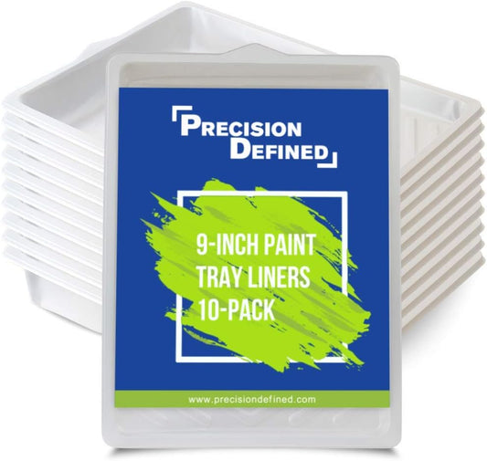 Precision Defined Paint Trays, Paint Roller Trays Liner, Plastic Paint Pan for Roller Brushes, Painting Tray for Painting with Deep Paint Pocket (Paint Tray Liner (10-Pack), 9-inch)