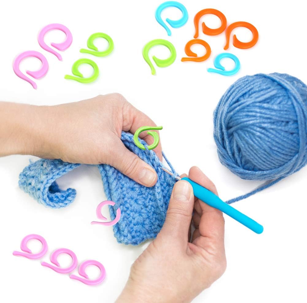 Lokunn 40Pcs Stitch Markers for Crocheting, Crochet Stitch Markers Ring, Multicolor Knitting Stitch Markers for Knitting and Crocheting, Small and Large Locking Markers