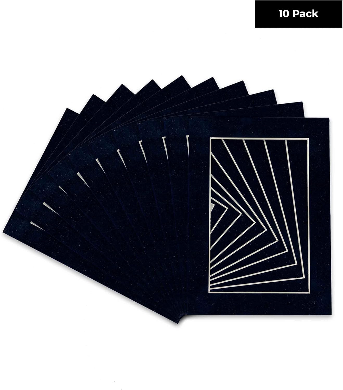 Pack of TEN 11x14 Mats Bevel Cut for 8.5x11 Photos - Acid Free Navy Suede Precut Matboards For Pictures, Photos, Framing - 4-ply Thickness