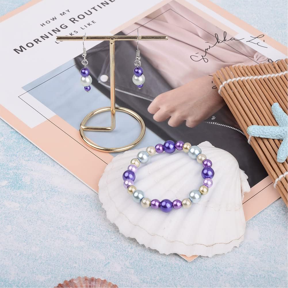 About 1840Pcs 4/6/8mm Glass Pearl Beads Pearlized Beads Multi Colors Round Spacer Beads for DIY Craft Jewelry Making Hole: 1mm, Mixed Purple&Light Yellow