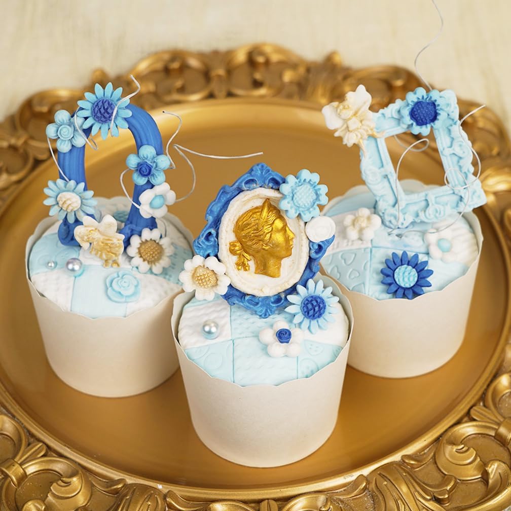 Art Molds for Polyclay Air Dry Clay Plaster Epoxy Resin Fondant Cake Decor Cameo Flourish