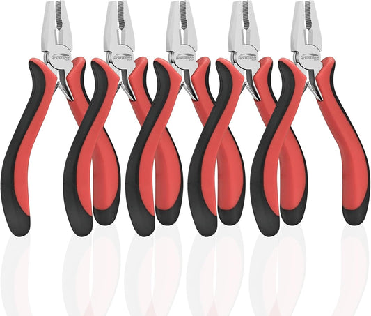 Linemans Pliers 5"-5 Pack Linemans Pliers for Jewelry Making with Spring Loaded for DIY, Craft, Repairing