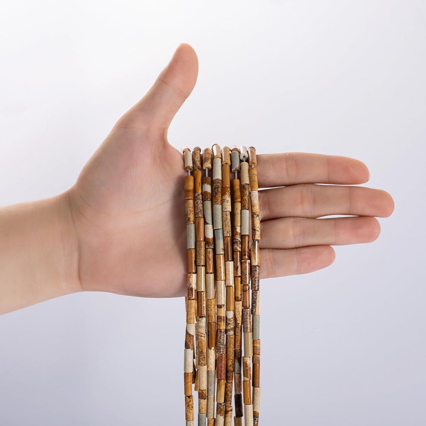 Natural Blown Picture Stone Cylinder Tube Beads 4x13mm 38cm/str Loose Semi Gemstone Stone Beads for Making Bracelets Necklace Earrings