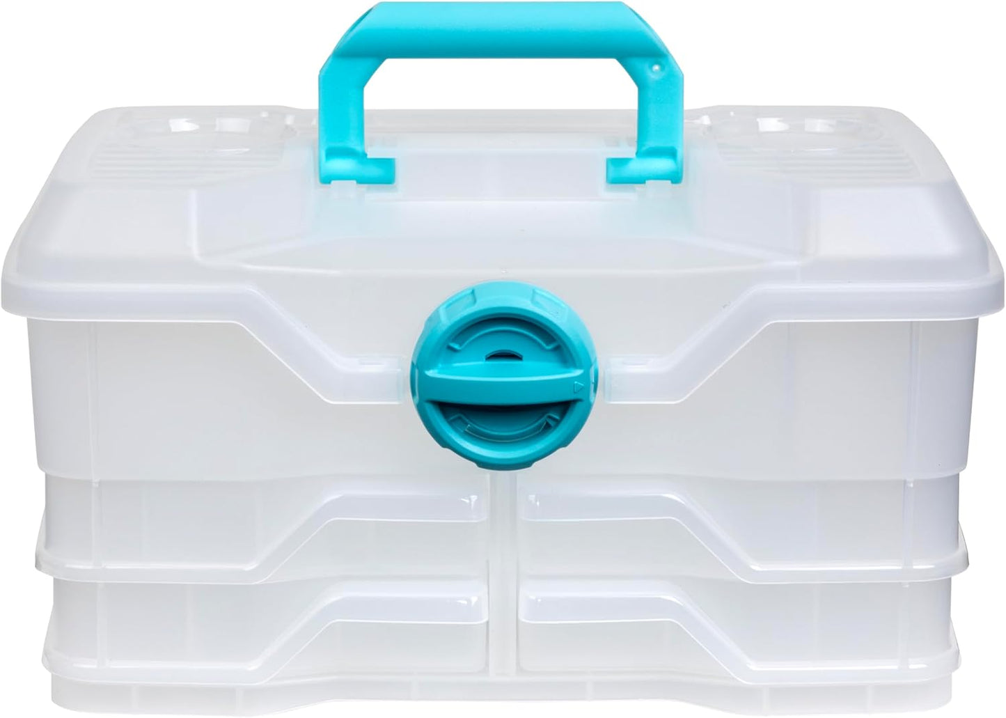 ArtBin Clear Plastic Organizer Small Parts Organizer - for DIY Arts & Crafts Storage Boxes & Organizers, Sewing Storage - Storage Box with Compartments, Project Box - Medium (4 Pivot Trays) 6943PB