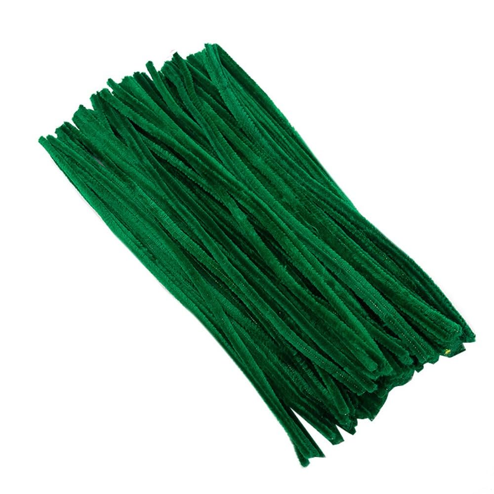 100 Pieces Pipe Cleaners Chenille Stem, Green Pipe Cleaners Set for Pipe Cleaners Christmas Tree DIY Arts Crafts Decorations, Chenille Stems Pipe Cleaners (Dark Green)