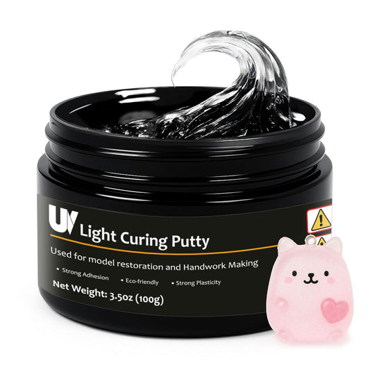 100g UV Light Curing Putty, Solid Resin, Multi Purpose Adhesive High Hardness Quick Curing, for 3D Crafts, Repair, Modeling UV Clay & Nail Art