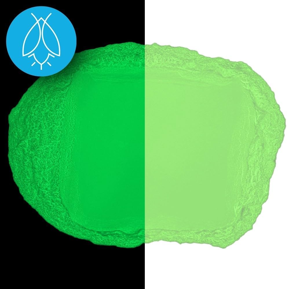 Glow in The Dark Pigment Powder - Neutral and Fluorescent Color for Art Painting, Fine Art, Nail Art Paint, and DIY Crafts - Long Lasting, 10+ Color Options - Fluorescent Green - (60 Grams/ 2.12 oz)