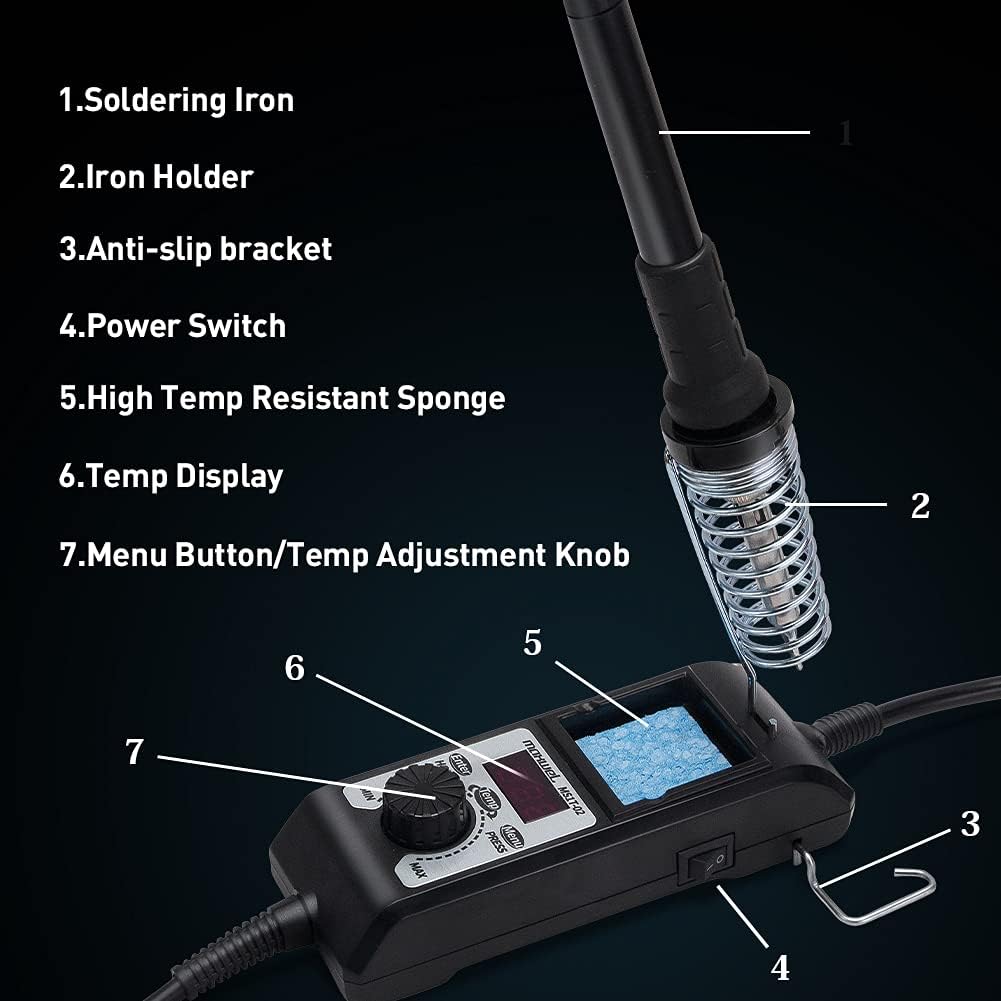 Digital Display Soldering Iron Station Kit - 60W 110V Soldering Station with 5 Soldering Iron Tips