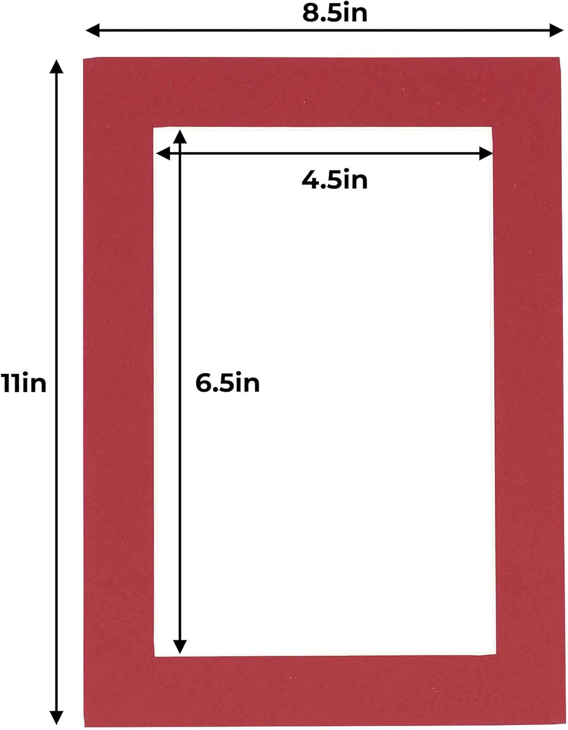 5x7 Mat for 8.5x11 Frame - Precut Mat Board Acid-Free Show Kit with Backing Board, and Clear Bags Deep Red 5x7 Photo Matte Made to Fit a 8.5x11 Picture Frame Matboard for Framing, Pack of 1 Mat