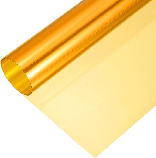 MECCANIXITY Iridescent Window Film,12" x 39" Iridescent Holographic PVC Fabric Dichroic Film Clear Vinyl Paper Roll for DIY Craft Gift Wrapping Bag Decoration,Gold