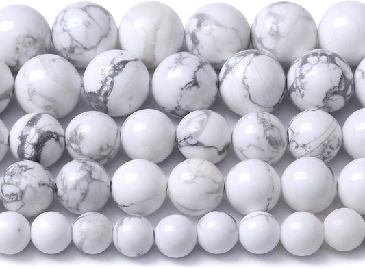 90pcs 4mm AAA Natural Stone Beads White Howlite Turquoises Round Loose Beads for Jewelry Making DIY Bracelet (White Howlite Turquoises, 4mm)
