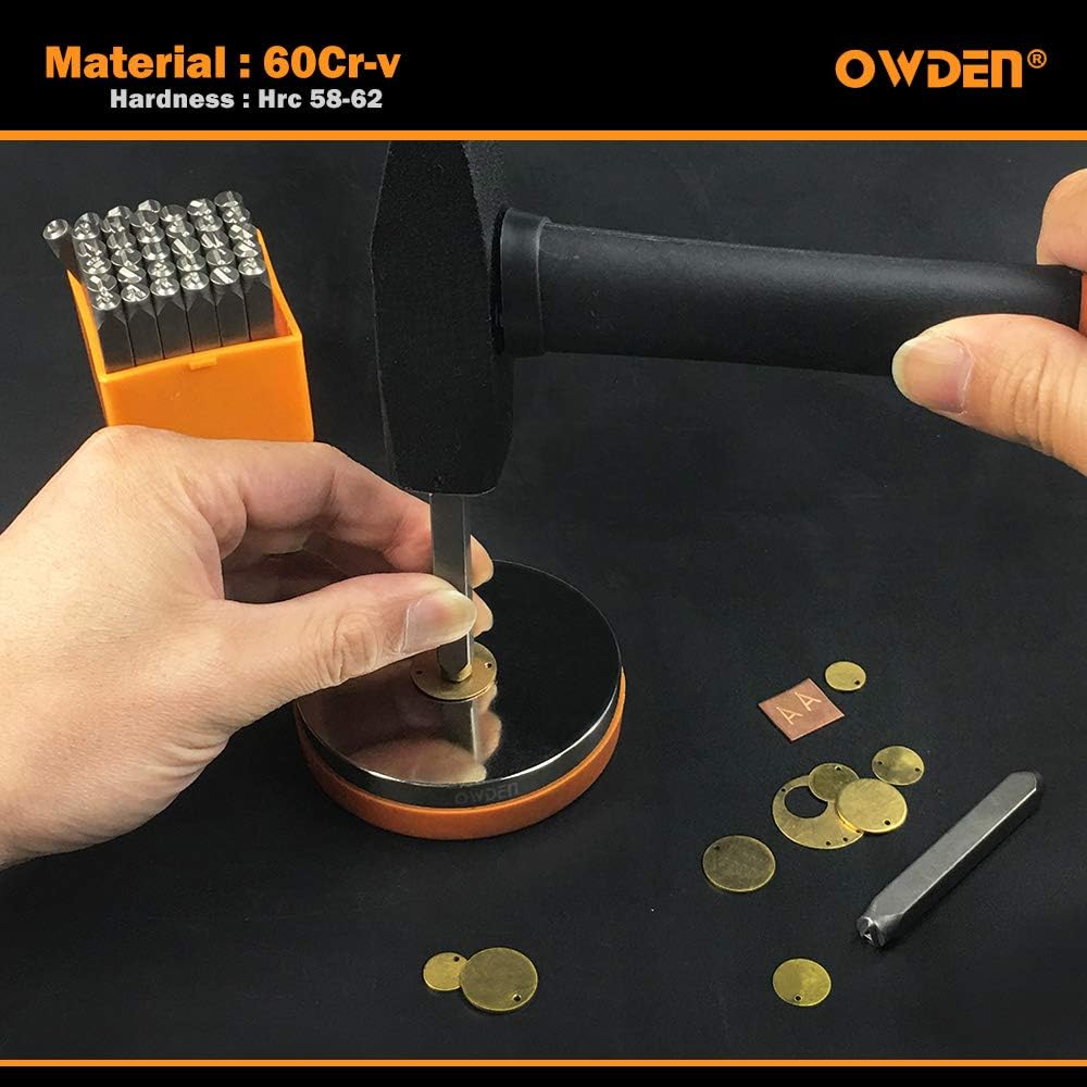 OWDEN Professional 36Pcs. Steel Metal Stamping Tool Set,(1/8”) 3mm,Steel Number and Letter Punch Set,Alloy Steel Made HRC 58-62 for Jewelry Craft Stamping.