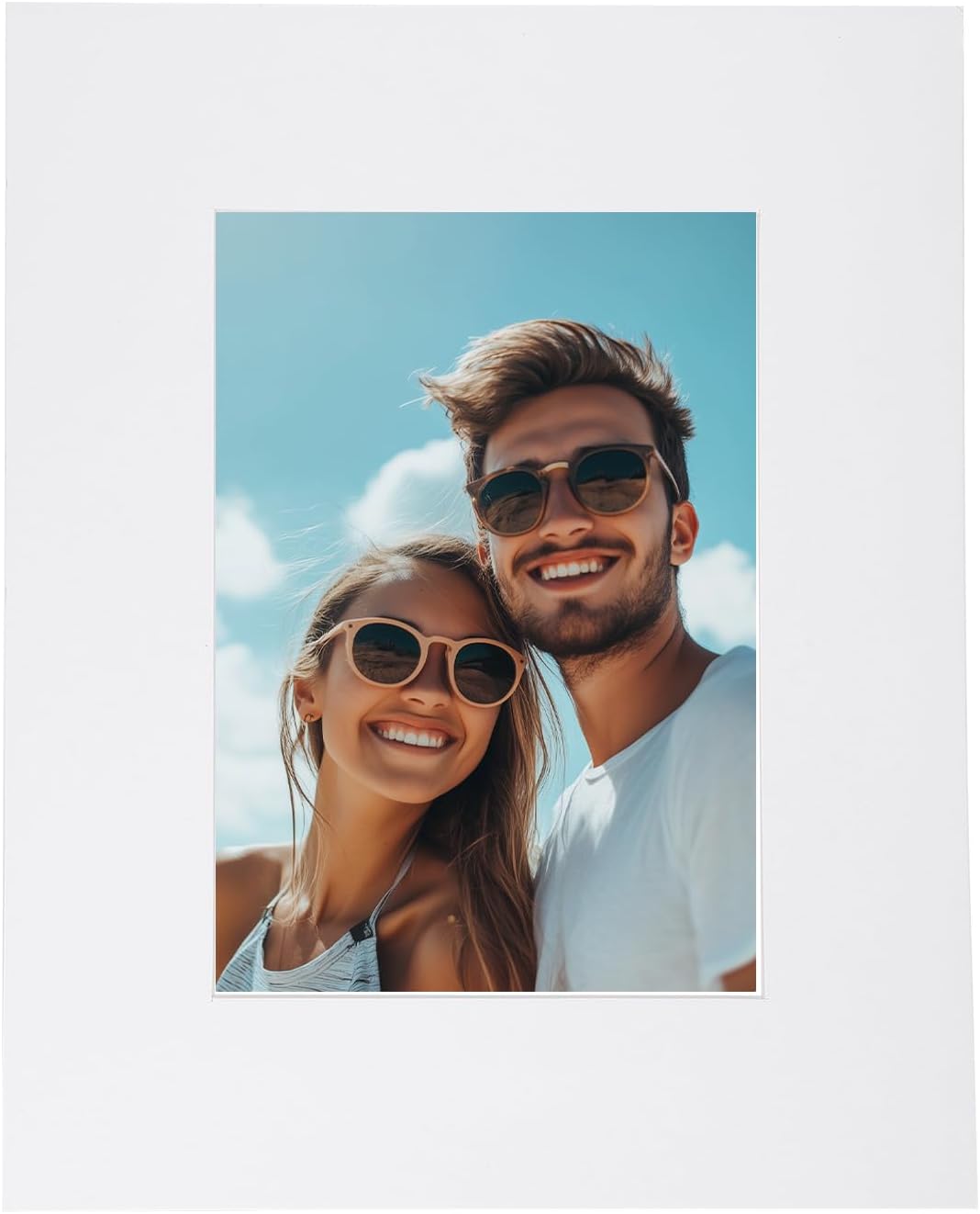 Picture Mats, 8 x 10 for 5 x 7 Pictures Acid Free White Core Bevel Cut Frame Mattes for Display Art Measuring, White