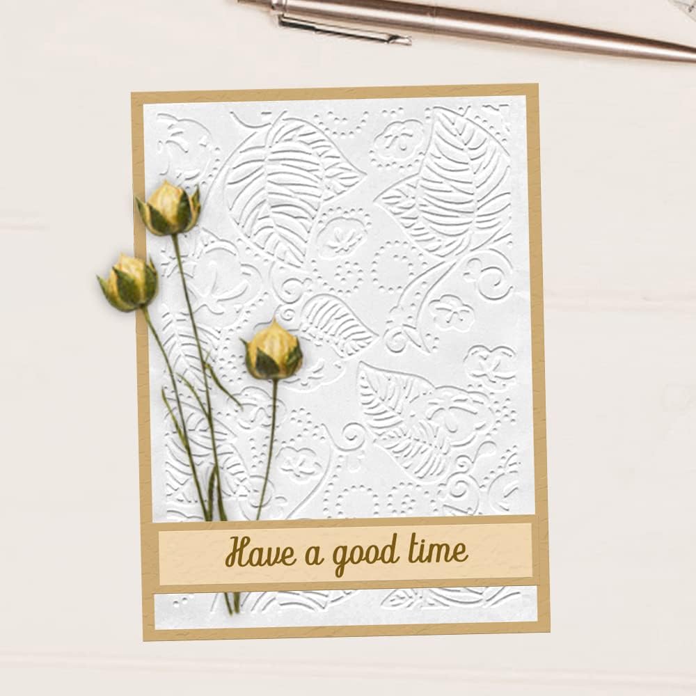 Hying 3-D Textured Impressions Background Embossing Folder, Flower Leaves Pattern Plastic Embossing Folder Template for Card Making Scrapbooking Paper Craft Album Stamps DIY Décor