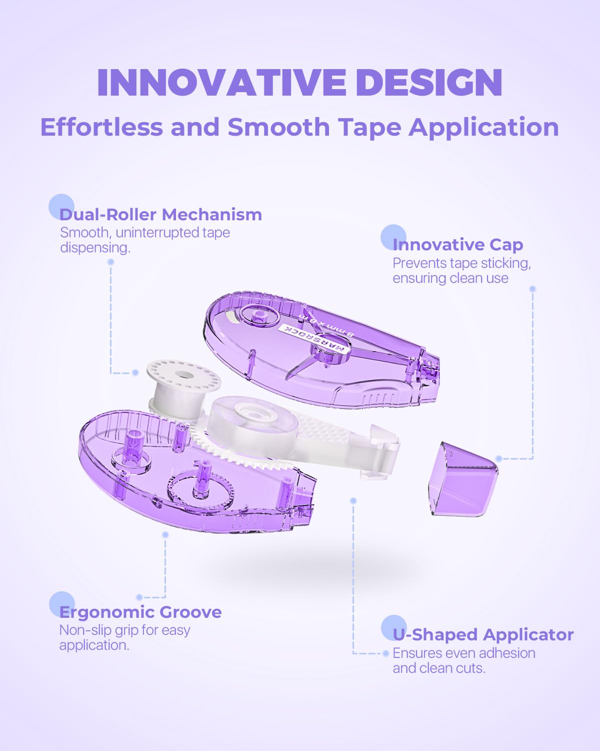 Double-Sided Adhesive Dots Roller – 6 Pack (0.31IN x 26FT) Dots Glue, Craft & Scrapbook Supplies for Gift Wrapping, Scrapbooking, and Photo Tape