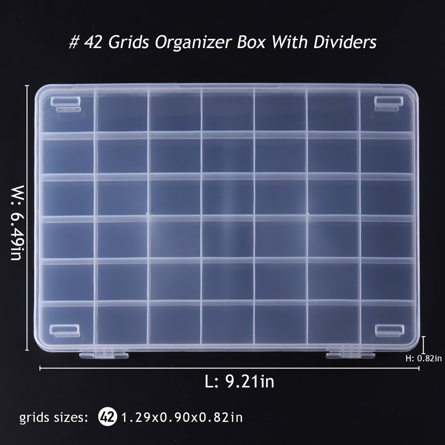42 Grids Clear Large Plastic Organizer Box With Dividers, Bead Organizers And Storage Compartment Container For Nail Accessories/Jewelry/Craft/Screw/Small Parts/Diamond Painting Art Tools