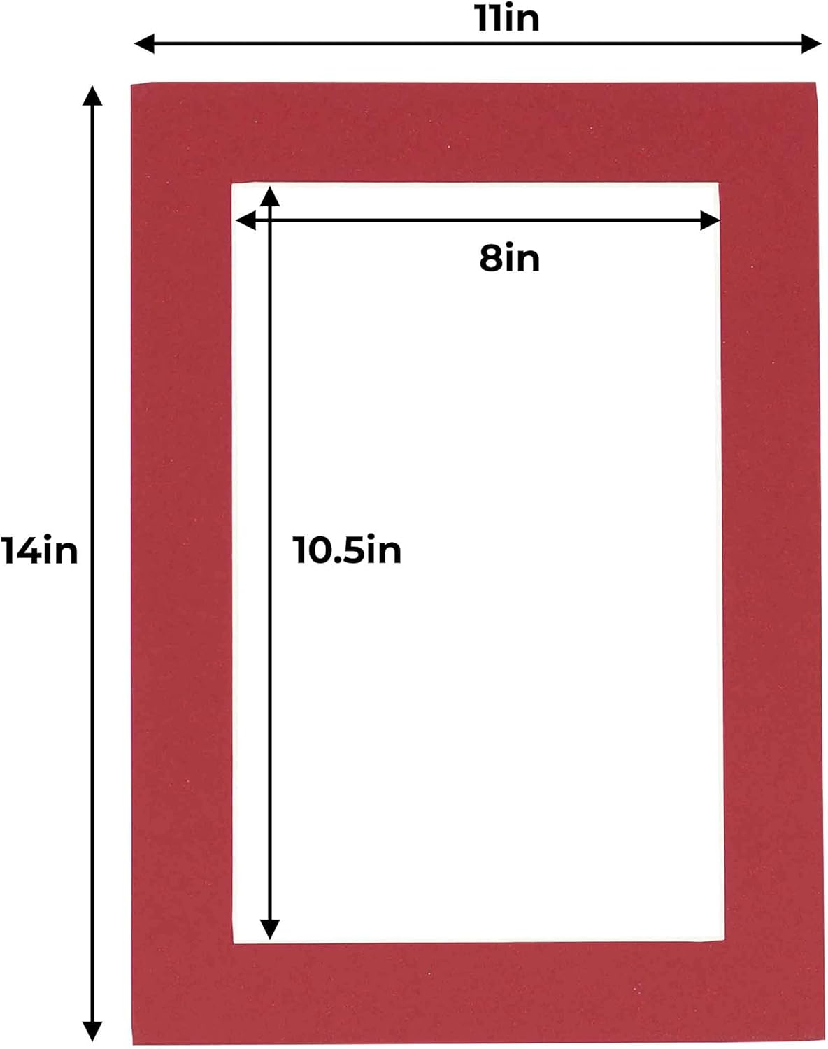 11x14 Mat for 8.5x11 Photo - Precut Deep Red Picture Matboard for Frames Measuring 11 x 14 Inches - Bevel Cut Matte to Display Art Measuring 8.5 x 11 Inches - Acid Free Pack of 25 MATS