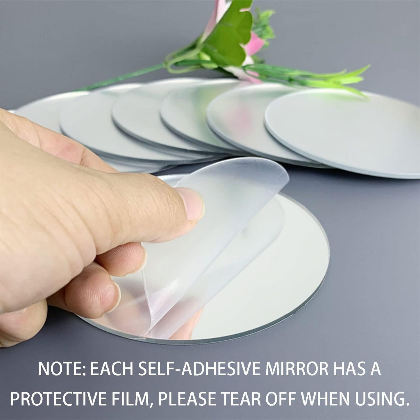 DARENYI Glass Round Mirror Tile, 6 inch Self Adhesive Mirror Sticker Small Circle Mirror Sheet for DIY Crafts, Glass Mirror Plates Trays for Wedding Table Centerpieces Walls Decor