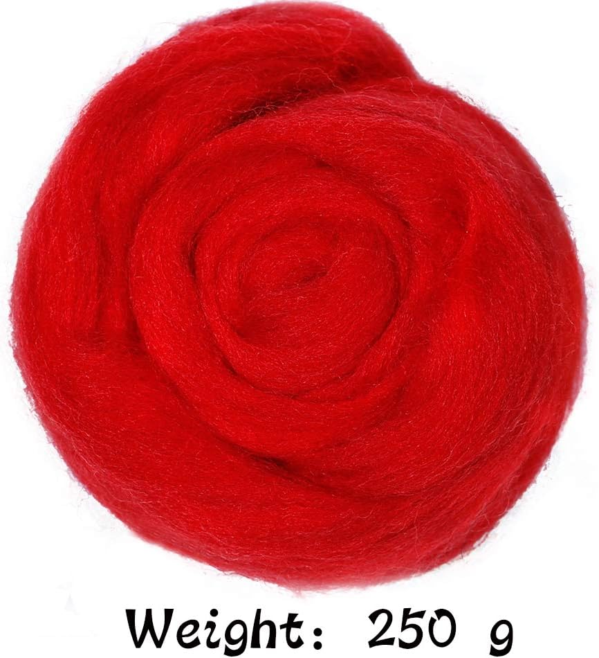 Wool Roving Bulk - 8.82oz Super Wool Chunky Yarn, Wool Roving Top for Needle Felting, Soft Felting Wool Supplies for Hand Spinning, Blending, Weaving and DIY Craft