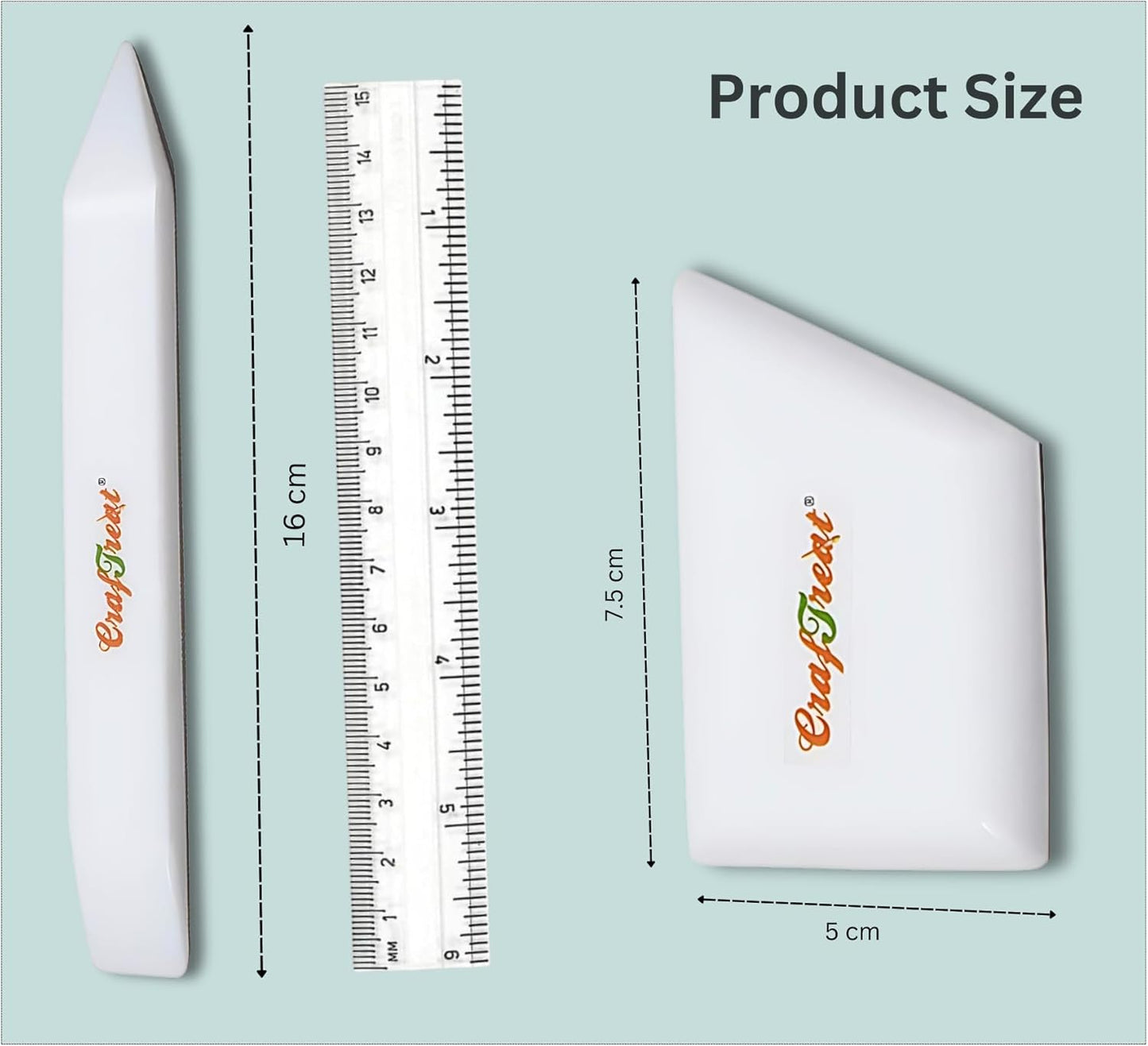 CrafTreat Teflon Bone Folder and Scoring Tool Set - Large & Ergo Square - Paper Scorer for Paper Crafting, Origami, Bookbinding - Leather Burnishing Tool - Smooth, Non Stick, Ergonomic Craft Tool