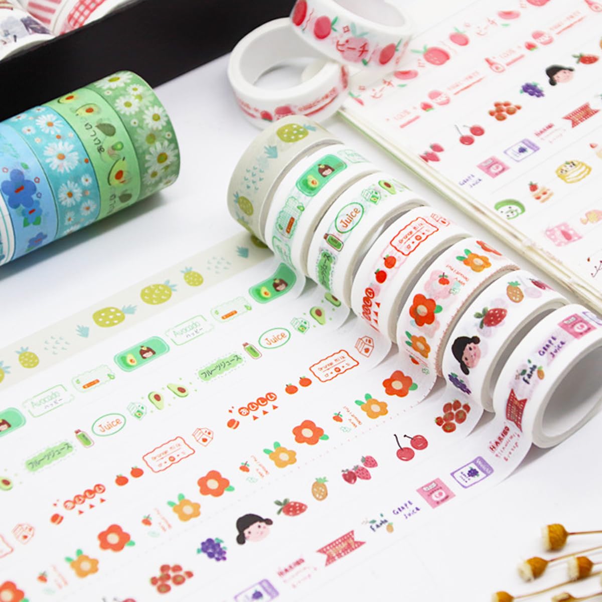 60 Rolls Cartoon Washi Tape Set Washi Tape Stickers Decorative Washi Tapes for DIY Crafts Scrapbooking Projects Paper Stickers