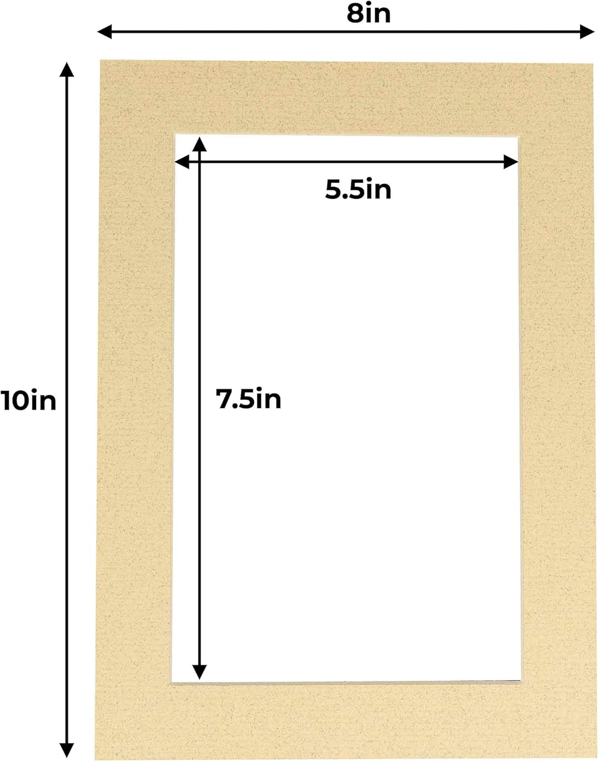 8x10 Mat for 6x8 Photo - Precut Tan Picture Matboard for Frames Measuring 8 x 10 Inches - Bevel Cut Matte to Display Art Measuring 6 x 8 Inches - Acid Free Pack of Ten MATS